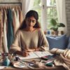 Indian woman creating handmade products at home