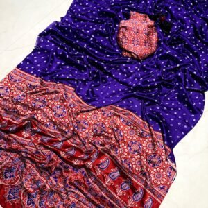 new ajrakh saree satin silk