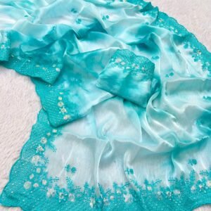 prizam burberry silk saree with fancy sequin and thread embroidery